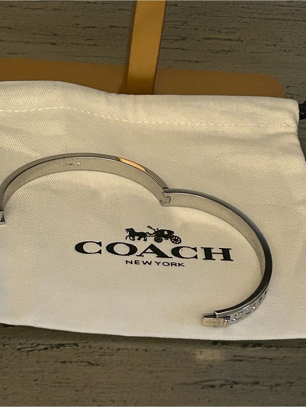 COACH Signature CC & Crystal Accents Hinged Bangle Bracelet w Dust bag - Picture 8 of 13